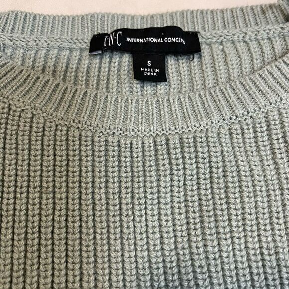 INC sage pullover lace crochet knitted sweater - Picture 4 of 7